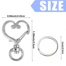 20/30/50pcs Heart Shaped Swivel Clasp Hook With Flat Key Rings - For Women, Colorful Metal Spring Snap Hooks For DIY Crafts, Jewelry, Lanyards And Accessories - 4 Colors Zinc Alloy Lobster Clasp Split Rings - Heart Keychain + Flat Ring - View 2