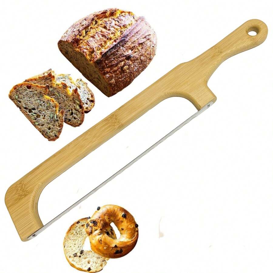 1 pieza Cuchillo cortador de pan de masa madre, cortador de pan para pan casero, cuchillo de arco para masa madre, sierra para pan para pan casero, diseño de arco de violín, cuchillo para masa madre para rebanar - color de registro - Ver 1
