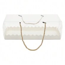 ZhdnBhnos 60 Pcs Portable Rectangular Transparent Pastry Bread Cake Roll Box With String - Clear - View 5