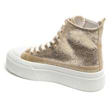 Women's Thick Sole Lace-Up Sneakers, With Heart-Shaped Patch, Available In Multiple Colors - Gold - View 4