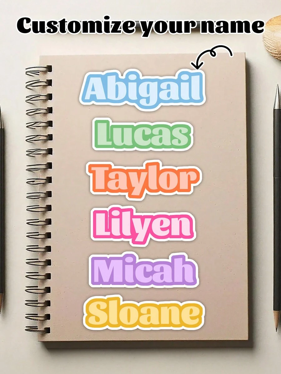 10 件定制花朵姓名贴纸,个性化彩色姓名贴纸,防水 PVC 材质印刷贴纸,定制个性化姓名贴纸,制作彩色姓名礼品贴纸,适用于笔记本电脑、水瓶、汽车头盔、儿童产品、返校防水姓名贴纸、礼品袋、派对礼物姓名贴纸,3 种款式和 3 种尺寸可供选择 - 彩色 - 查看 1