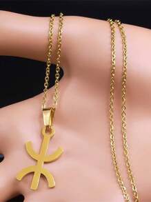 1pc Stainless Steel Berber Symbol Pendant Necklace, Amulet Style Chain For Men Jewelry - Necklace - View 3