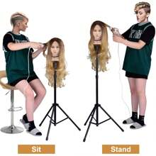 Mannequin Tripod Stand Wig Stand Tripod Mannequin Head Stand, Adjustable Holder For Cosmetology Hairdressing Training