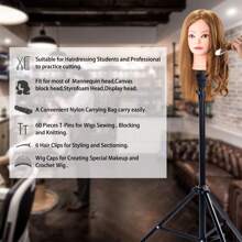 Mannequin Tripod Stand Wig Stand Tripod Mannequin Head Stand, Adjustable Holder For Cosmetology Hairdressing Training