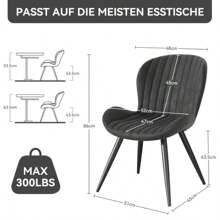 Nalupatio Conjunto de 2 sillas modernas para comedor, sillas de tela con respaldo curvo para cocina y comedor - Negro - Ver 2