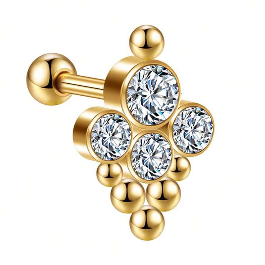 MINIBARBELL PIERCING SURGICAL STEEL PVD RHINESTONES 1.2X6/8 - Gold - View 1