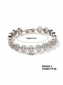 1 件时尚奢华铜锆石笑脸手链，小众嘻哈、音乐节生日圣诞珠宝礼物 - 手鍊 - 查看 11