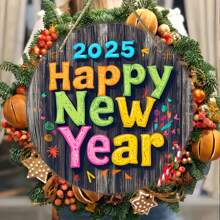 2025 New Year Celebration Wooden Sign, 8x8 Inch - Classic Style Artificial Wood Decorative Plaque, Suitable For Various Seasonal Celebrations Like And Chinese New Year, Wreath Decoration, Ideal For Home, Kitchen, Bar, Garden, Porch, Garage, Leisure Room, Store, Room, Cafe, Retro Style Sign, Unique Holiday Gift, No Need For Power, Random Style (Decorative Wall Hanging) - Multicolor - View 6