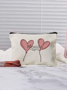 Nuevas bolsas de cosméticos, bolsas personalizadas de texto, se pueden personalizar a su diseño único, las bolsas cosméticas con cremallera de canvas ligeras también son excelentes para comprar monederos, lápices, perfectos para compras, citas, vacaciones, viajes, festivales, fiestas o como regalos, bolsa de maquillaje, accesorios de viaje, artículos de salida de verano