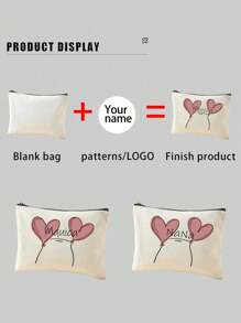 Nuevas bolsas de cosméticos, bolsas personalizadas de texto, se pueden personalizar a su diseño único, las bolsas cosméticas con cremallera de canvas ligeras también son excelentes para comprar monederos, lápices, perfectos para compras, citas, vacaciones, viajes, festivales, fiestas o como regalos, bolsa de maquillaje, accesorios de viaje, artículos de salida de verano