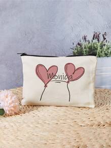 Nuevas bolsas de cosméticos, bolsas personalizadas de texto, se pueden personalizar a su diseño único, las bolsas cosméticas con cremallera de canvas ligeras también son excelentes para comprar monederos, lápices, perfectos para compras, citas, vacaciones, viajes, festivales, fiestas o como regalos, bolsa de maquillaje, accesorios de viaje, artículos de salida de verano