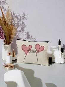 Nuevas bolsas de cosméticos, bolsas personalizadas de texto, se pueden personalizar a su diseño único, las bolsas cosméticas con cremallera de canvas ligeras también son excelentes para comprar monederos, lápices, perfectos para compras, citas, vacaciones, viajes, festivales, fiestas o como regalos, bolsa de maquillaje, accesorios de viaje, artículos de salida de verano