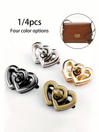 Chiusura a cuore in metallo, design a doppio cuore, accessorio per borchie e borse fai-da-te, bottone a scatto per borse e borsette da donna, accessorio di chiusura per borse in pelle e lavorazioni artigianali, decorazione per cappelli, accessorio fai-da-te per borse in pelle