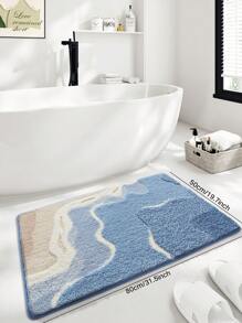 DAJIANG 1pc Flocked Wave Bathroom Mat, Soft Geometric Pattern Super Thick Bathroom Carpet, Suitable For All Seasons, Fresh Style, Non-Slip TPR Bottom, Strong Water Absorption, Easy To Clean, Machine Washable, Soft And Comfortable, Suitable For Home Living Room, Bathroom Vanity, Bathtub, Shower Room, Sink, Ideal Choice For Home Bathroom Decor, Thick And Fluffy, Perfect Accent For Entryway Decor.