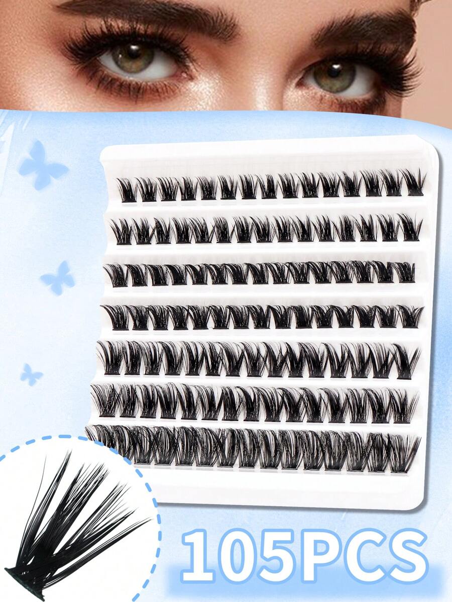 105 sợi mi giả cong, dày, mềm, nhẹ C dài 10-16mm, cụm mi dài hỗn hợp, thích hợp sử dụng hàng ngày, tụ tập, tiệc tùng, du lịch và mọi dịp khác - C - Xem 1