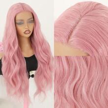 Pink Wig For Women Long Loose Wave Lace Front Wigs Glueless Lace Wig Colorful Hair Synthetic Heat Resistant Fiber Wig Soft Wavy Blonde Body Wave Wigs For Daily Party Cosplay Use - Hồng - Xem 7