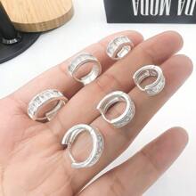 Baguette Hoop Earring Trio Studded With Zirconia Plated In 925 Silver - 銀色 - 查看 8