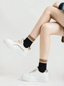 Alan Vincent Zapatos nuevos para mujeres primavera 2025 - Zapatillas deportivas bajas con cordones, cómodas y versátiles, en color blanco y marrón para combinar, apropiadas para ir de compras - Caqui - Ver 9