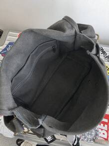 peach tree 复古风格纯色帆布斜挎包 - 桃树 - 灰色 - 查看 10