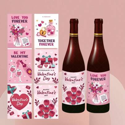 Paquete de 6 etiquetas adhesivas decorativas para fiestas del Día de San Valentín, color rosa, para bodas, compromisos, aniversarios y fiestas, pegatinas creativas