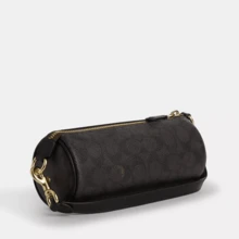 Coach Outlet Nolita Barrel Bag In Signature Canvas - Gold/walnut/black - View 3