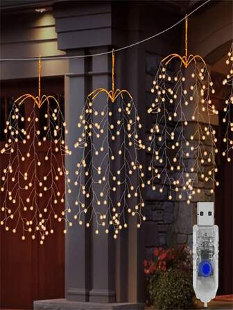 3 件装 LED 闪光灯，300 LED，USB 供电，户外吊灯，适用于露台、庭院、小路、婚礼、派对彩灯