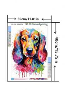 1 件 DIY 钻石画，狗动物，全钻石刺绣，家居装饰，11.8*15.7 英寸 - 彩色 - 查看 2