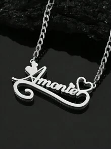 1 pièce Plaque d'identification pour le cou, en acier inoxydable plaqué or 18 carats, collier avec nom en or, argent, double plaquage du nom, chaîne avec nom en 3D, pendentif personnalisé avec texte, incluant un coffret cadeau raffiné, cadeau de la Saint-Valentin, des fêtes, de Noël, d'anniversaire