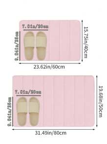 1 件纯色简约柔软记忆海绵吸水防滑浴室厕所地垫家居浴室装饰浴室地毯户外地毯门垫秋季装饰浴室配件返校入口装饰 - 粉色 - 查看 3