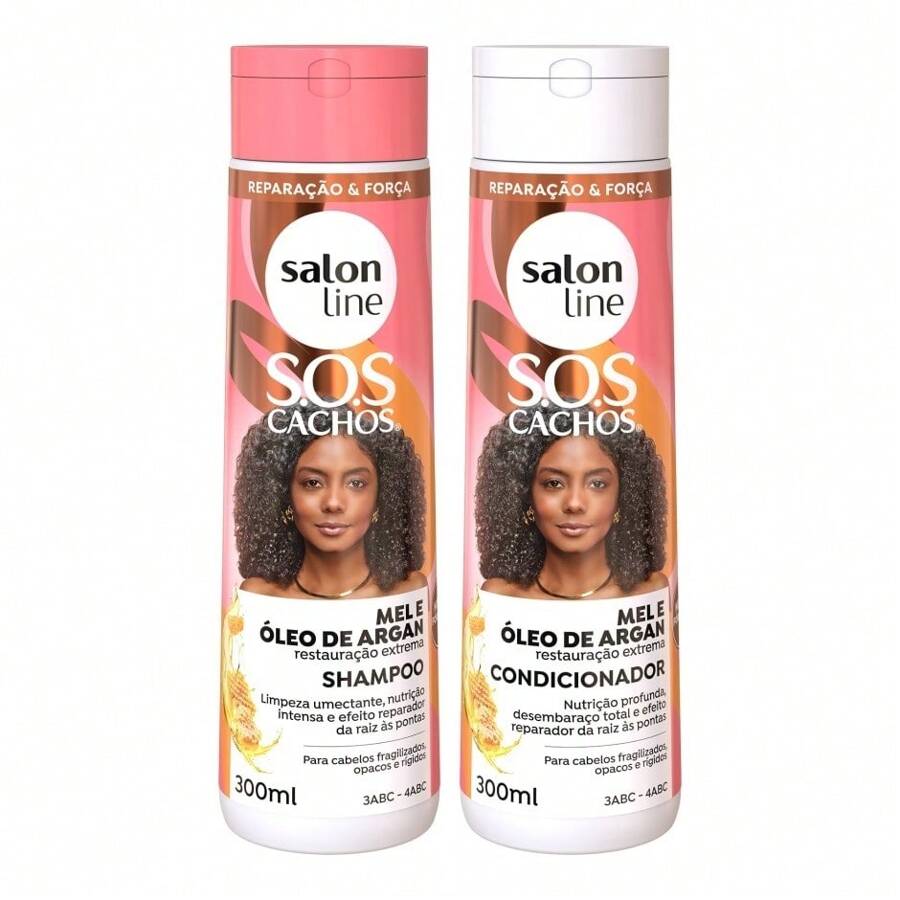 SOS Cachos Salon Line Honey And Argan Oil Shampoo And Conditioner Kit - Nhiều màu - Xem 1