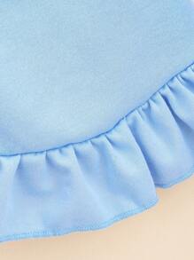 1pc Ruched T-Shirt Dress, Princess Ruffle Hem, Sleeveless Pet Dog Cat Dress, Spring/Summer - Blue - View 7