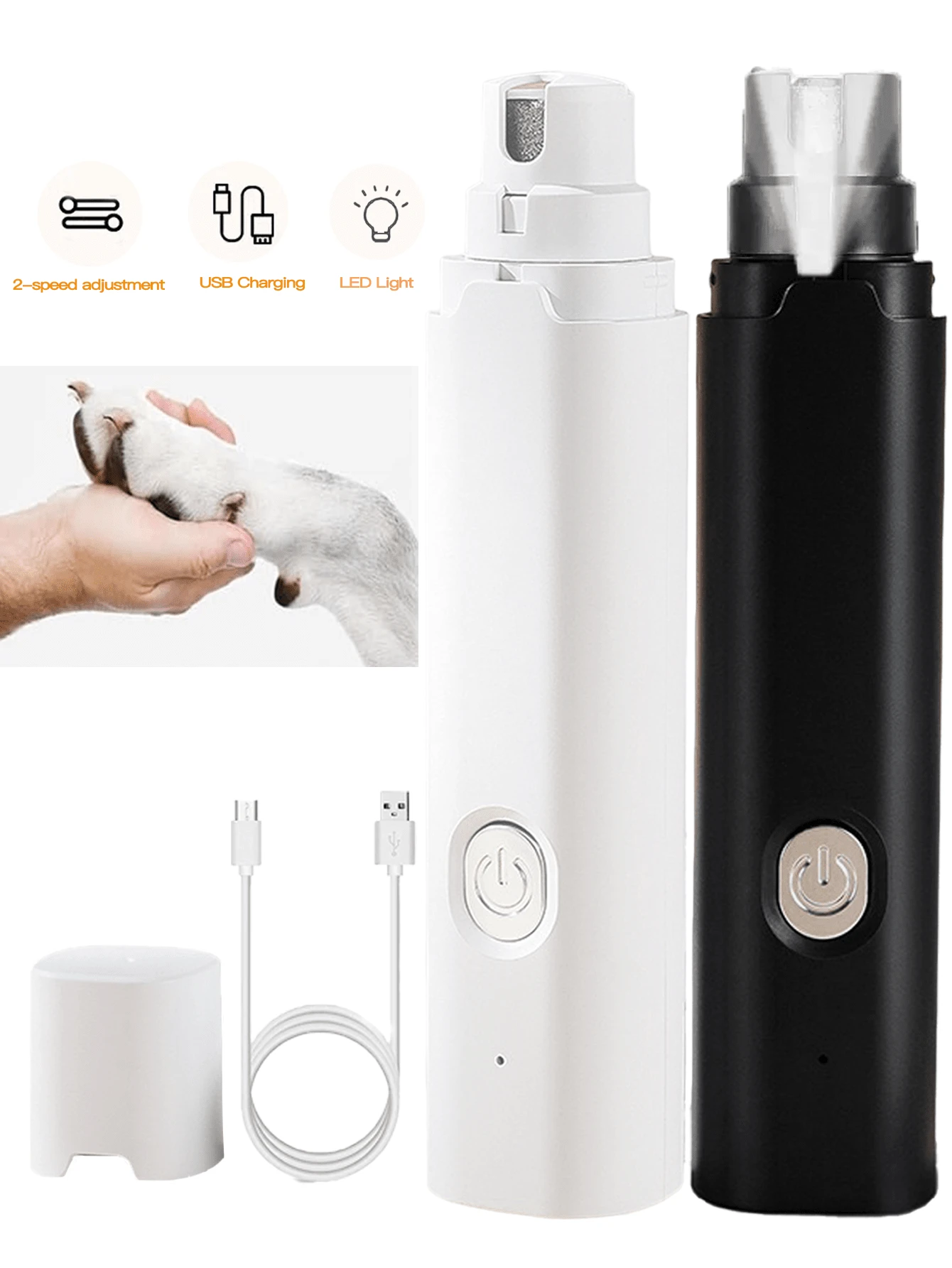 1pc Pet Grooming Nail Grinder With LED Light To Illuminate The Blood Line, USB Charging Long Life, Mute/Low Vibration Design Quiet And Not Disturb, 7500/8000 Rpm Two-Speed Adjustable, Puppy Nail Grinder, Kitten Nail Grinder, Three Nail Grinding Modes/Suitable For Small Dogs Medium-Sized Dog Nail Grinding, Universal For Dogs And Cats, Easy To Carry Outside, Suitable For Small And Medium-Sized Cats And Dogs Daily Nail Grinding Care - Multicolor - View 1