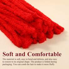 6/12/24 件 39.37 英寸特大珊瑚绒管道清洁器工艺品大批量厚毛蓬松管道清洁器长耗材适用于圣诞节工艺品 DIY 项目创意装饰（红色） - 彩色 - 查看 6