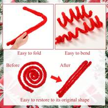 6/12/24 件 39.37 英寸特大珊瑚绒管道清洁器工艺品大批量厚毛蓬松管道清洁器长耗材适用于圣诞节工艺品 DIY 项目创意装饰（红色） - 彩色 - 查看 5