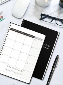 Kế hoạch hàng tháng Danh sách việc cần làm 2025-2026 Nhật ký theo dõi thói quen Văn phòng tại nhà Kế hoạch hàng ngày Kế hoạch hàng tháng Sổ tay cuộn xoắn ốc này - màu đen - Xem 3