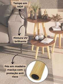Inaugurates Furniture Side Table And Round Coffee Table Tripod With Toothpick Legs Retro Classic Kit With 3 Units - 鏽棕色 - 查看 6