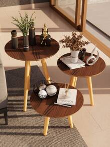 Inaugurates Furniture Side Table And Round Coffee Table Tripod With Toothpick Legs Retro Classic Kit With 3 Units - 鏽棕色 - 查看 3