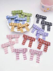 16 kẹp tóc nơ lớn họa tiết kẻ caro nhiều màu, món quà tuyệt vời cho bé gái - Nhiều màu - Xem 5