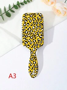 1 Pente Escova para Couro Cabeludo Massageador de Tamanho Grande com Estampa de Leopardo, Almofada de Ar Suave para Cabelos Cacheados, Dia dos Namorados