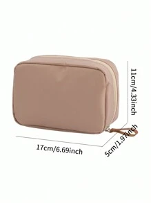 High Capacity Makeup Bag, Cosmetic Storage Pouch, Multi-Functional Toiletry Organizer For Commuting, Replenishing Makeup, Powder Compact Makeup Travel Toiletry Organizer Essentials Gifts Storage Zipper Accessories Nail