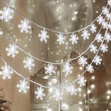 1 pezzo Luce a stringa a LED a forma di fiocco di neve per Natale, luce notturna per cameretta bambini, decorazione per feste, ornamenti natalizi, accessori per vacanze, forniture per feste di compleanno, decorazione per la casa, decorazione per scene, alimentata a batteria (non inclusa) - Multicolore - Visualizzare 1