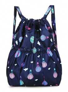 Mochila de nailon con cordón con gran capacidad y diseño simple, adecuada para viajes, fitness y deportes