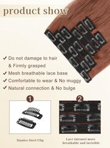 Clip In Hair Extensions, Orange 24 Inch 6 Pieces Invisible Hair Clip, Made Of Soft Synthetic Fiber, Natural Wave Roll Suitable For Women's Daily Use - Dirty Orange - View 4