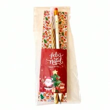 10 Kits Caneta e Lápis com Borracha - Lembrancinha de Natal
