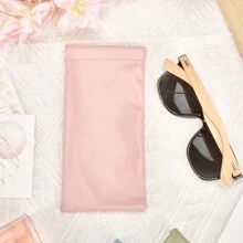 1 件迷你便携式自动关闭防刮皮革纹理金箔眼镜/太阳镜盒