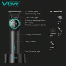 VGR 毛发修剪器专业数字显示理发器可调节电动毛发修剪器金属理发器理发器礼品套装 V-977 - 彩色 - 查看 7