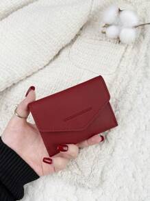 SOUTHLAND&KANGAROO Minimalist Flap Card Holder Slim Lightweight Mini Portable Cash Money ID Card Credit Card Slot Coin Pocket Short Wallet Small Pouch Small Purse Pocket Wallet For Birthday Gift Gift Anniversary On Valentine's Day Lover Female Lady Girls Women Teenagers For College Student School Student Gift Gift Bag Present Gifts For Teachers School Supplies Teacher Gifts Back To School - Burgundy - View 1