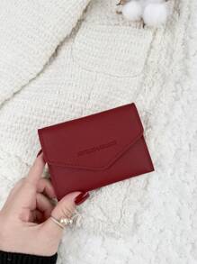 SOUTHLAND&KANGAROO Minimalist Flap Card Holder Slim Lightweight Mini Portable Cash Money ID Card Credit Card Slot Coin Pocket Short Wallet Small Pouch Small Purse Pocket Wallet For Birthday Gift Gift Anniversary On Valentine's Day Lover Female Lady Girls Women Teenagers For College Student School Student Gift Gift Bag Present Gifts For Teachers School Supplies Teacher Gifts Back To School - Burgundy - View 3