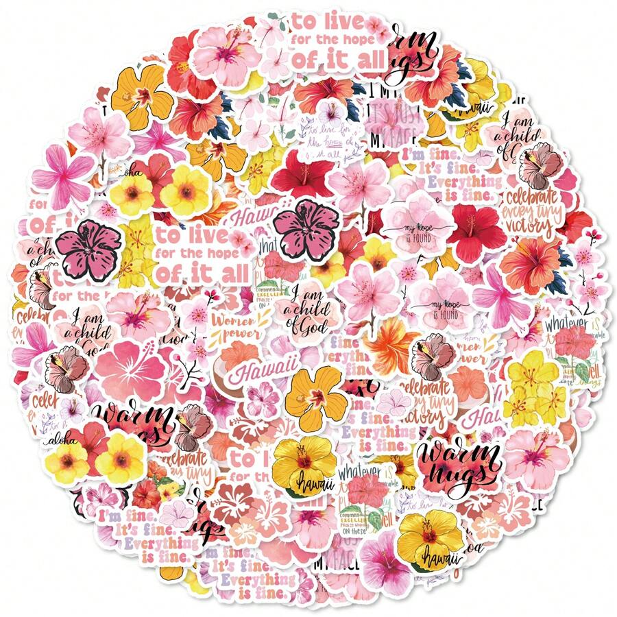 30 张粉色牡丹花贴纸，防水 PVC 贴纸套装，可用于相册、书籍、笔记本、房间、行李箱、水瓶上的 DIY 装饰 - 青檸色 - 查看 1