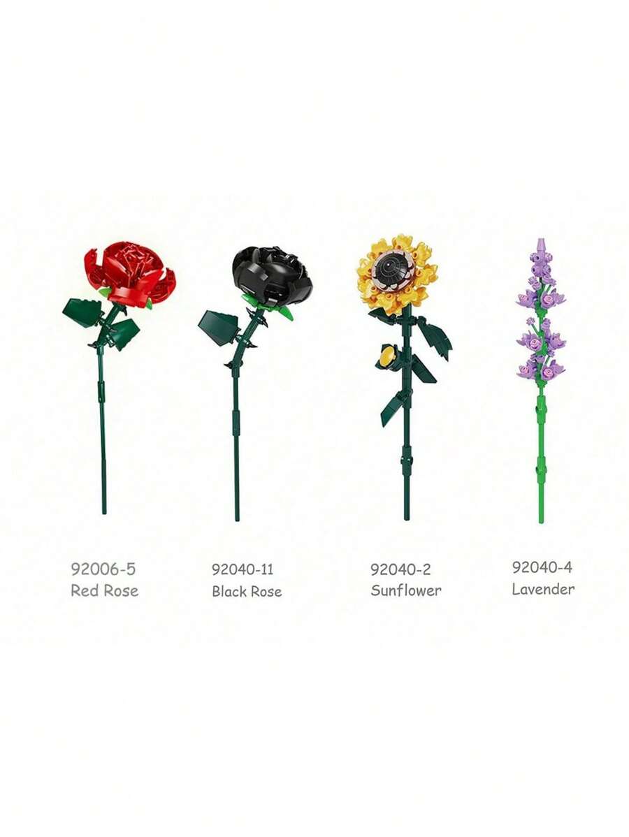 1 set de blocs de construction de fleurs, série de blocs de construction de fleurs colorées DIY, bouquet de décoration florale, cadeau de Noël, cadeau d'anniversaire, cadeau de fête des pères, cadeau de fête des mères, cadeau de mariage, décoration de mariage, cadeau de remise des diplômes